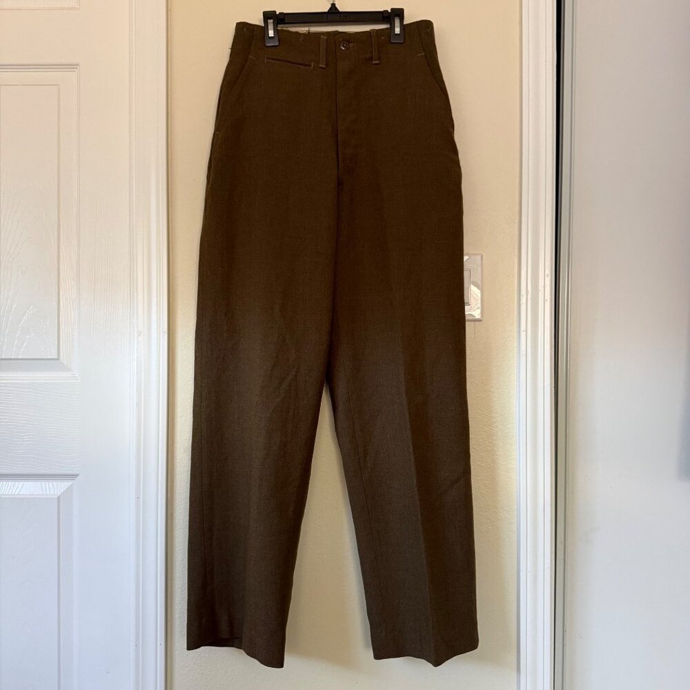 Vintage Military Pants Mens Wool Field Trousers Serge Straight Leg 30x33*